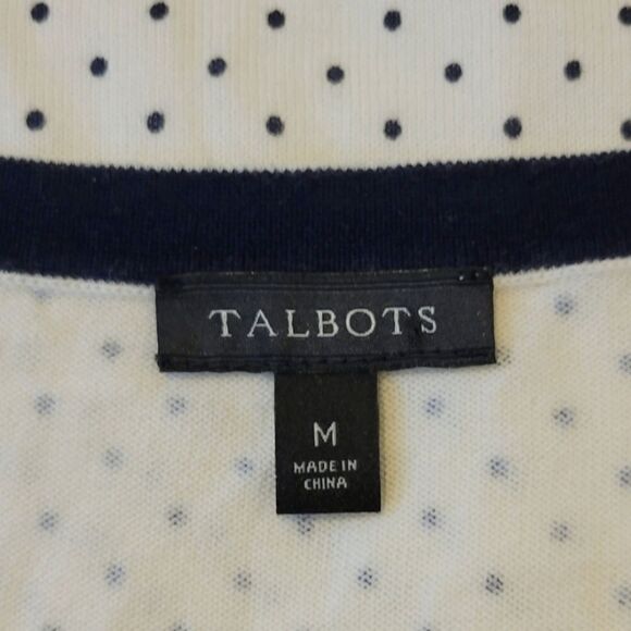 Talbots Ivory Polka-dot Sleeveless Knit Sweater Size M - Picture 5 of 6